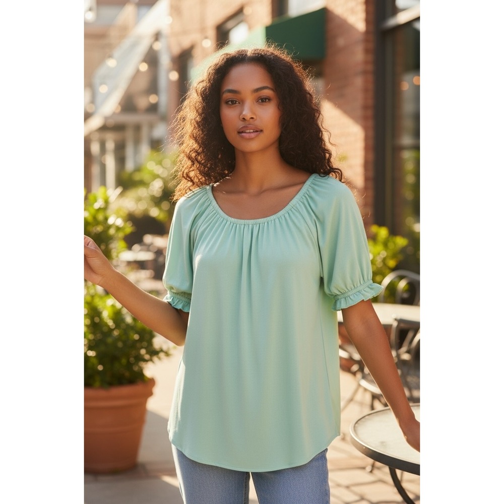 J. Crew Top Medium Green‎ Bow Tie Back Short Sleeve Blouse Summer Casual NWT